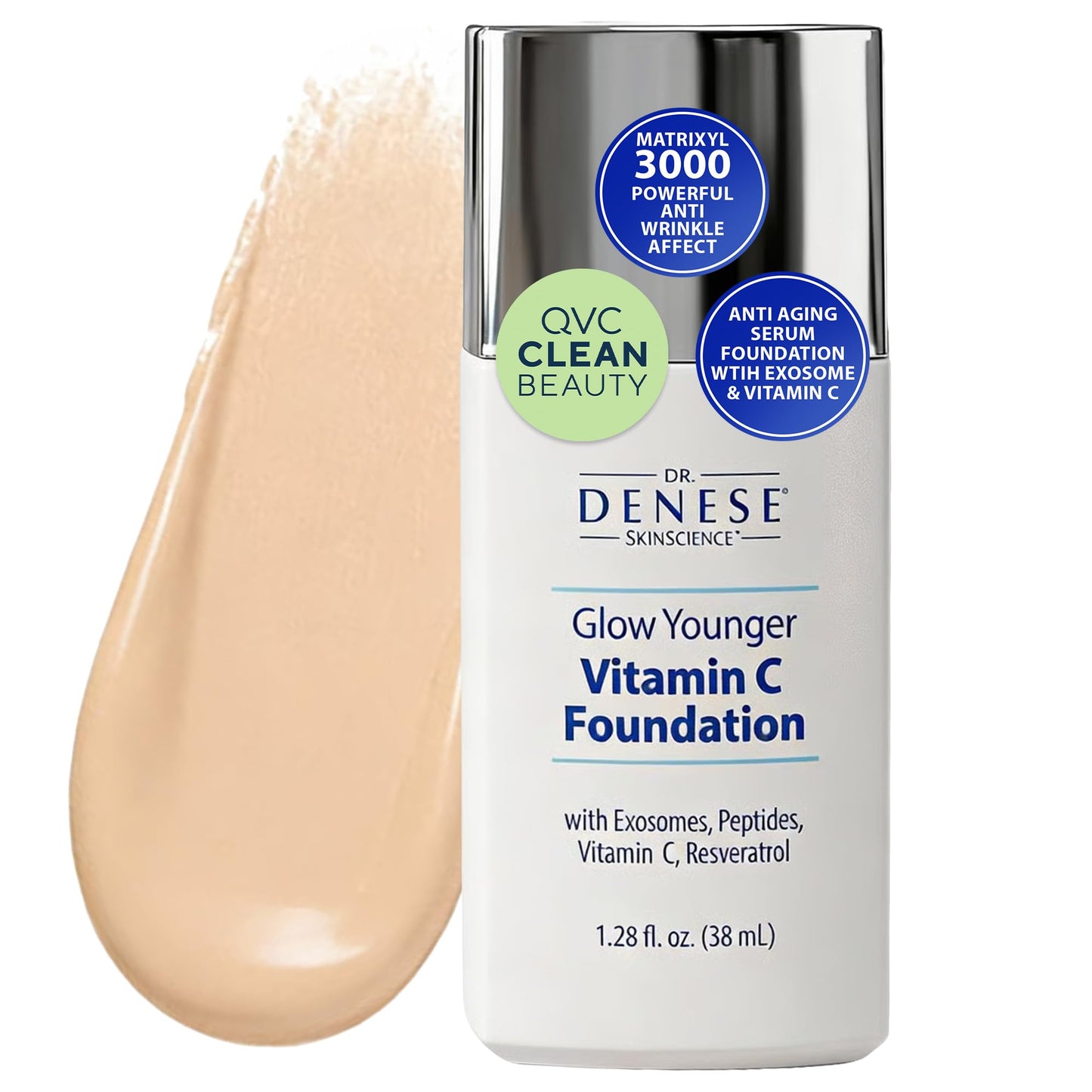 Dr. Denese Glow Younger Vitamin C Foundation 1.28 oz - Lightweight Coverage for Radiant & Youthful Glow - Natural Finish Makeup with Vitamin C Beauty & Personal Care Dr. Denese