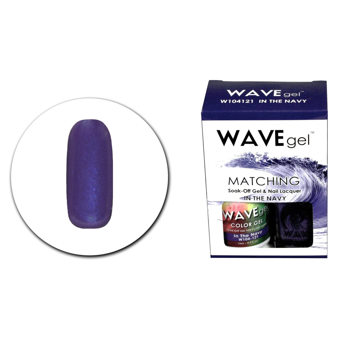 WAVEGEL Soak-0ff Gel & Nail Lacquer Matching Duo Set - In The Navy - W104121-104121 I 0.5 Oz