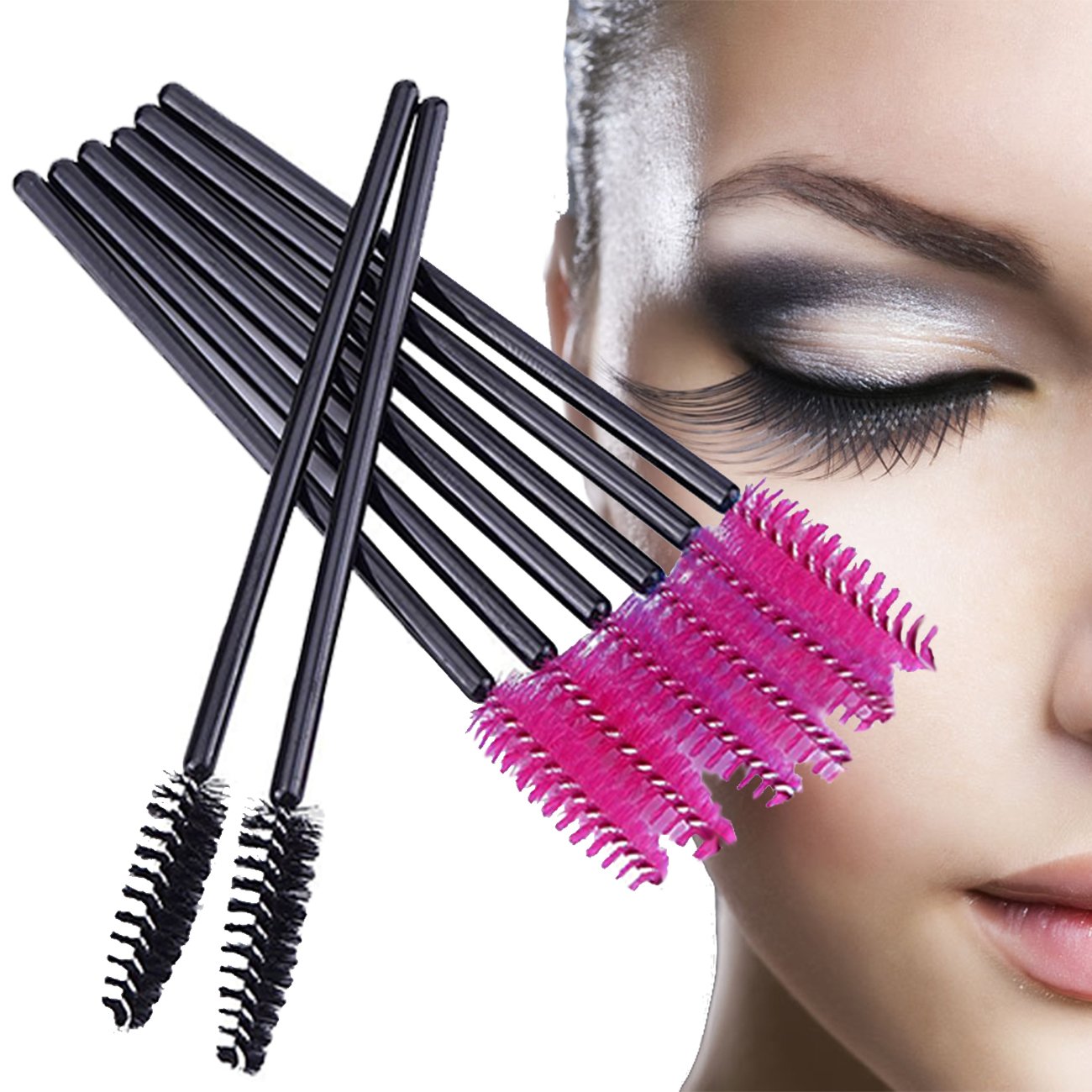 200 PCS Disposable Eyelash brush Mascara Wands Spoolies for Eye Lash Extension, Eyebrow and Makeup (Black&Rose red) Beauty & Personal Care GoWorth