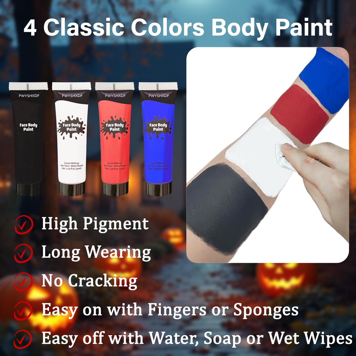4 Colors Face Body Paint Beauty & Personal Care PWYSHXDF