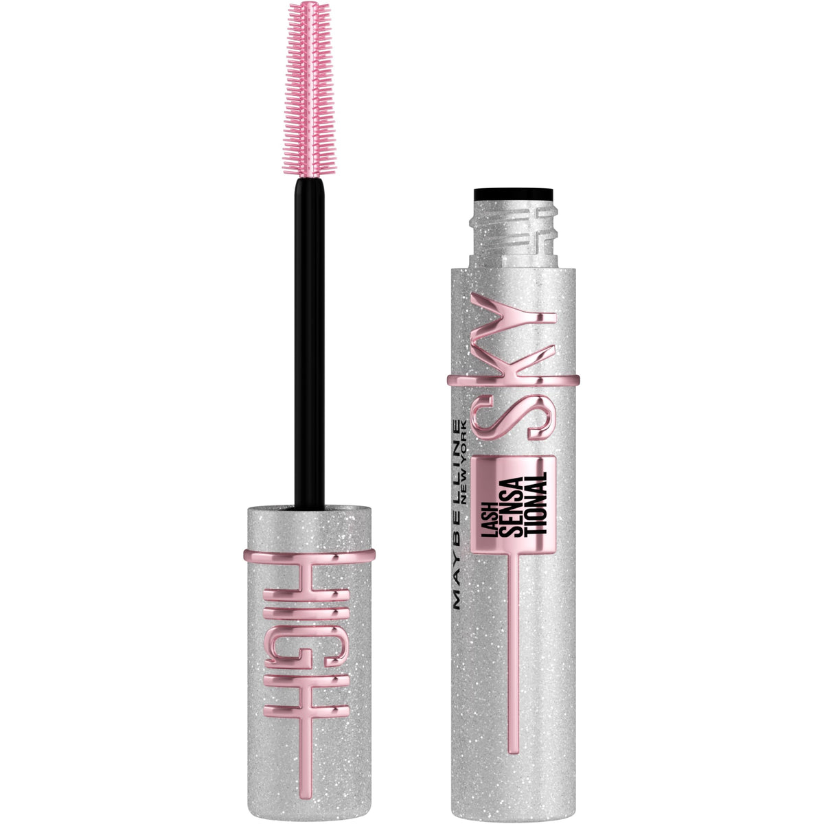 Maybelline Lash Sensational Sky High Glitter Mascara, Diamond Effect Eye Makeup for Lashes and Brows, Washable, Space Diamond, 1 Count