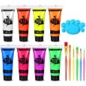 Blacklight Neon Face and Body Paint, 8 Tubes 0.34oz Glow in the Dark Body Paints, Neon Fluorescent Glow in Dark Party Supplies (10ml).… Beauty & Personal Care fenshine