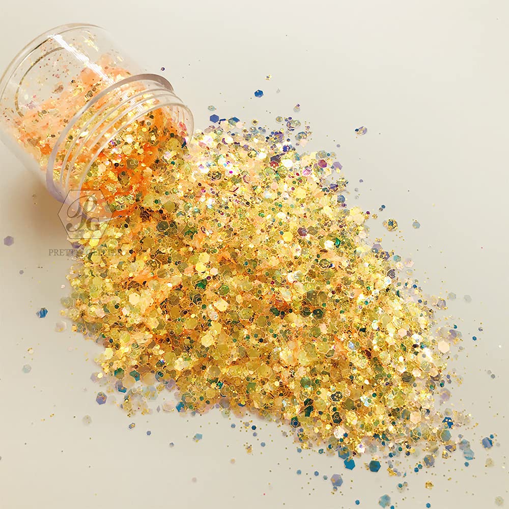 10g High Sparkle Iridescent Chunky Mixes Glitter Opal Sequins Nail Glitter Paillettes Eo-Friendly PET Sequin Nails Art Manicure Material NC06 Beauty & Personal Care PrettyG