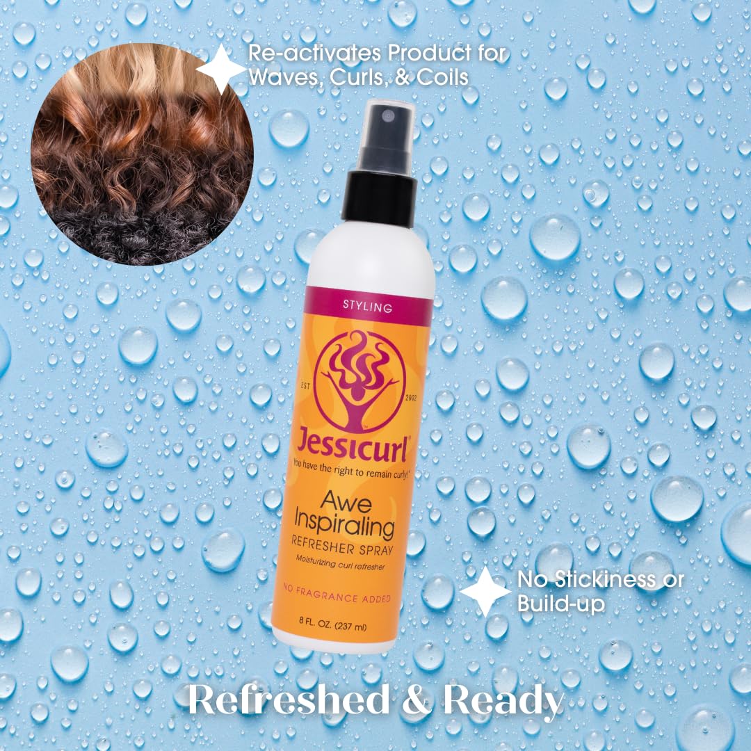 Jessicurl, Awe Inspiraling Spray, Citrus Lavender, 8 Fl oz. Moisturizing Midday Curl Refresher Spray for Curly Hair, Curl Defining