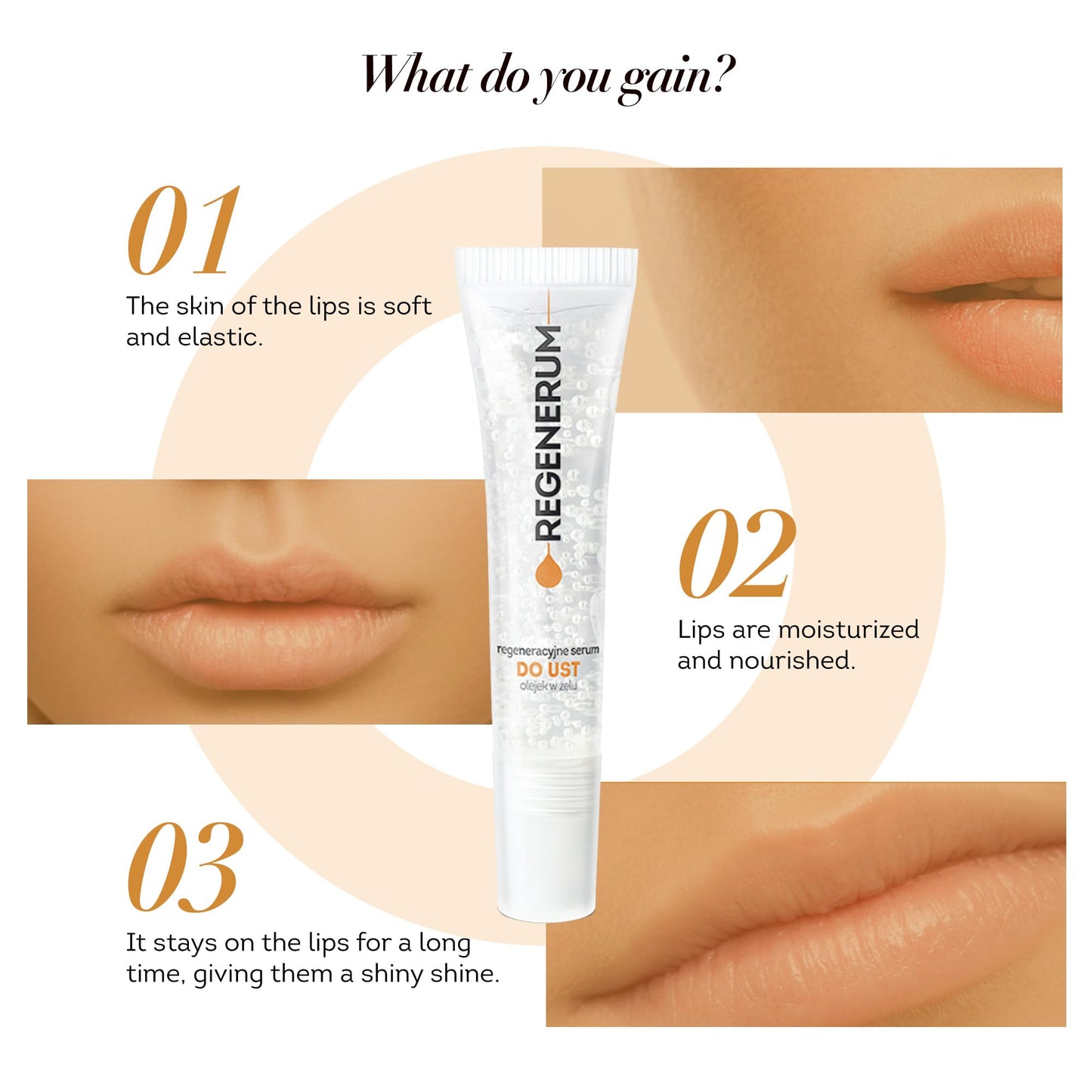 Regenerum - Regenerative Lip Serum Gel Oil - Intensive Hydration and Nourishment for Dry, Chapped Skin, 4 Precious Oils Blend - 8ml Beauty and Personal Care Regenerum