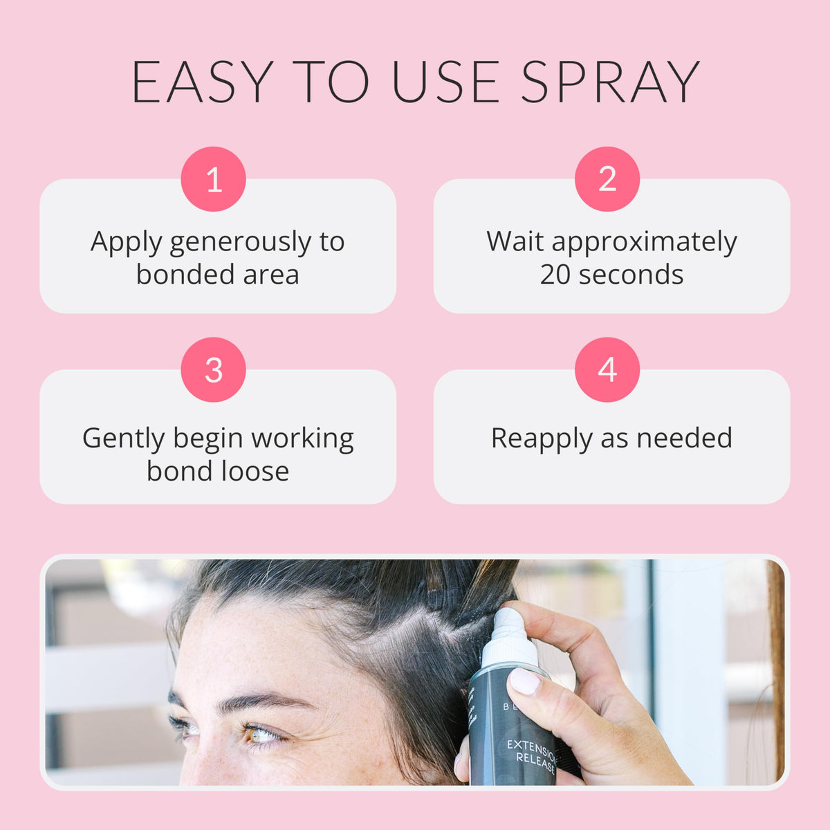 Beautify Extension Release Remover Spray 4 fl oz, Alcohol Based Formula for Hair Extension Removal, Skin Safe Fast Acting Bond Release, Evaporates