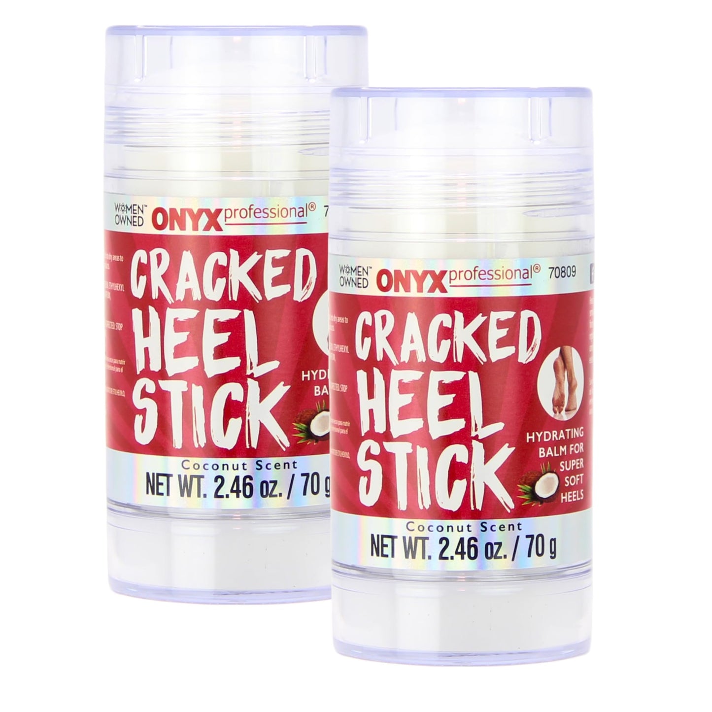 Onyx Professional Cracked Heel Repair Balm Stick for Dry Cracked Feet Treatment, Coconut Scent, 2 pack - Moisturizing Foot Balm, Rolls On, No Mess Beauty & Personal Care Onyx Professional