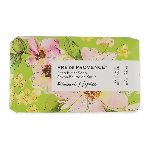 Pre de Provence Wrapped Artisanal Soap Bar, Organic Shea Butter Enriched, Natural French Skincare, Quad Milled for a Rich Smooth Lather, Rhubarb Beauty & Personal Care Pre de Provence