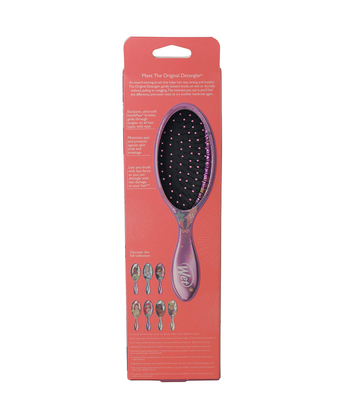 Wet Brush Disney Original Detangler Brush Princess Wholehearted - Jasmine, Dark Purple - All Hair Types - Ultra-Soft IntelliFlex Bristles Glide