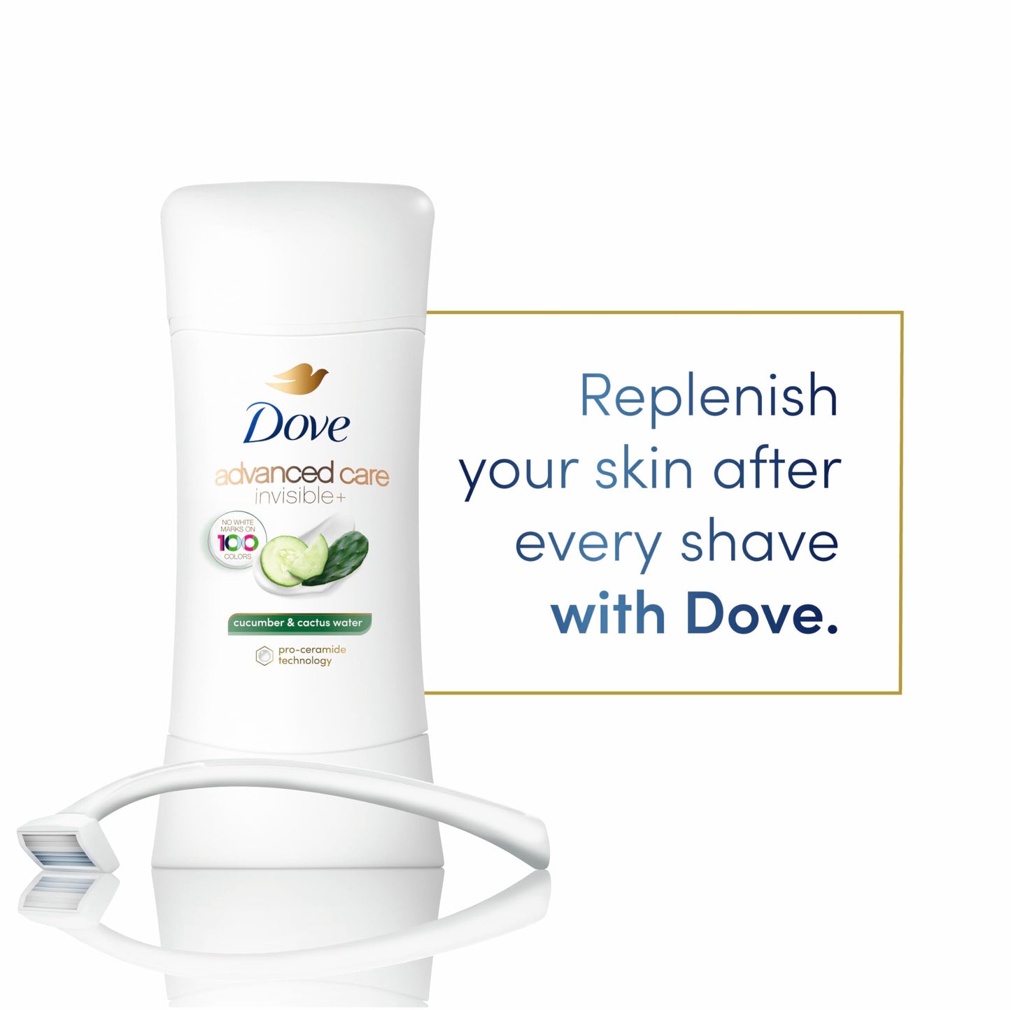 Dove Advanced Care Antiperspirant Deo Stick Cucumber & Cactus Water Invisible to help skin repair with ProCeramide technology that boosts ceramide Beauty and Personal Care Dove