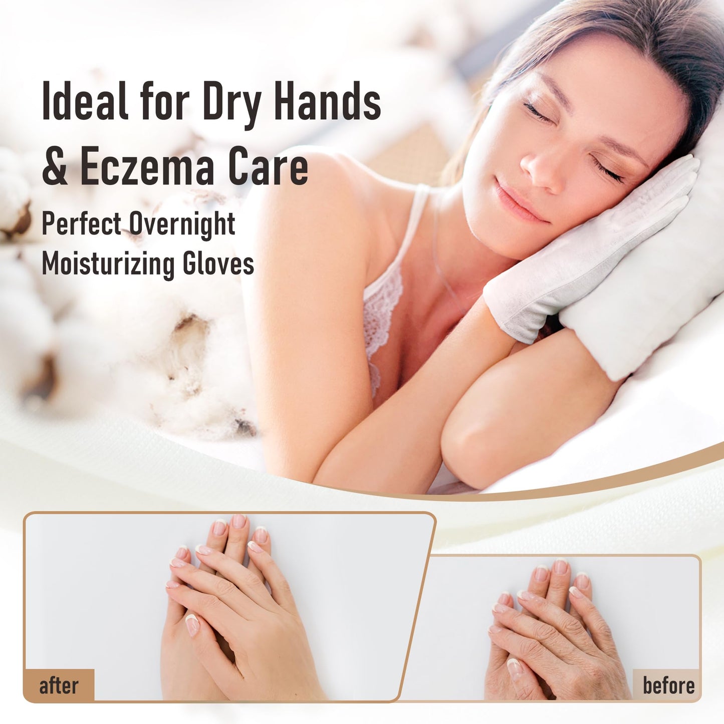 COOLJOB 100% Cotton Gloves, 6 Pairs White Cotton Gloves for Dry Hands Moisturizing & Eczema, Overnight Lotion, Sleep & Spa Treatment for Women & Men Beauty and Personal Care COOLJOB
