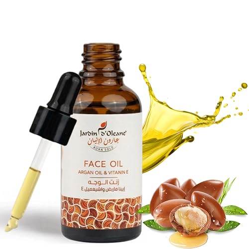 Jardin Oleane Face Oil Blend of Argon Oil & Vitamin E 30ml - Deeply Hydrating Care for Face, Skin, Hair, Bath, Scars -Antioxidant-Rich, Fragrance-Free Beauty & Personal Care Jardin Oleane