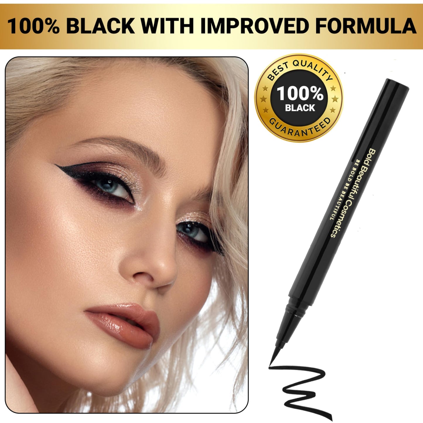 Bold Beautiful Cosmetics Eyeliner Liquid Waterproof eyeliner liquid liner black, 1 Count Beauty & Personal Care Bold Beautiful Cosmetics