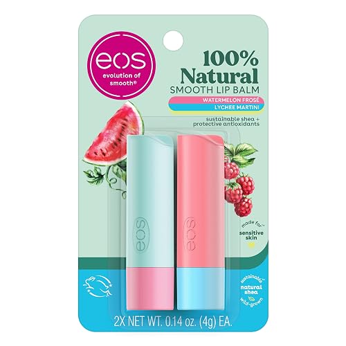 eos 100% Natural Lip Balm Sticks - Watermelon Frosé and Lychee Martini, All-Day Moisture, Dermatologist Recommended, All Natural Lip Balm, 0.14 oz Beauty & Personal Care eos