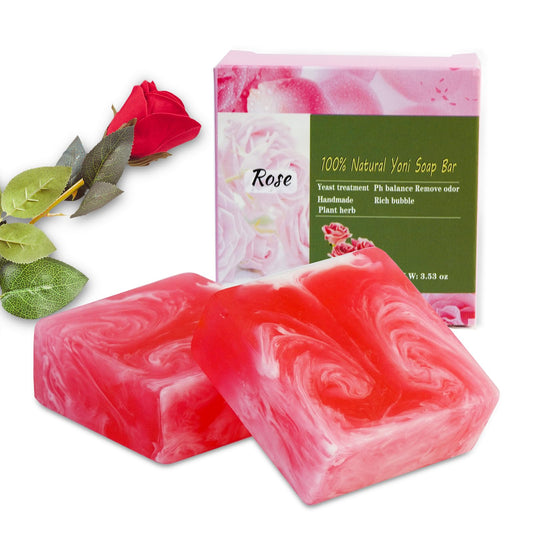 2 PCS Yoni Soap Bars for Women, 100% Handmade Natural PH Balanced & V Cleansing Soap for Women, All Natural Odor Remover with Bubble Foam Net, Yoni Beauty & Personal Care Shibarcle