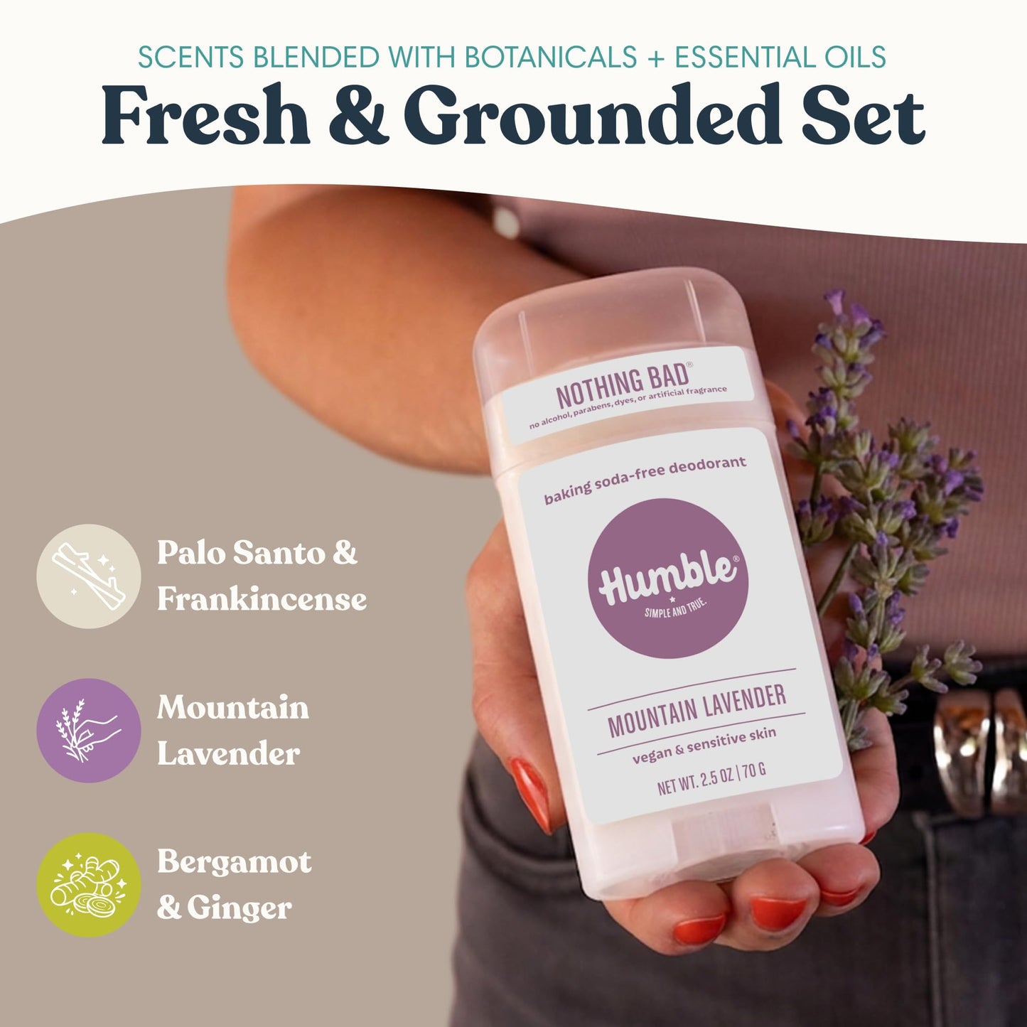 Humble Aluminum-Free Deodorant for Women & Men, Palo Santo, Lavender & Bergamot - Baking Soda-Free Natural Deodorant Stick for Sensitive Skin Beauty and Personal Care HUMBLE SIMPLE AND TRUE.