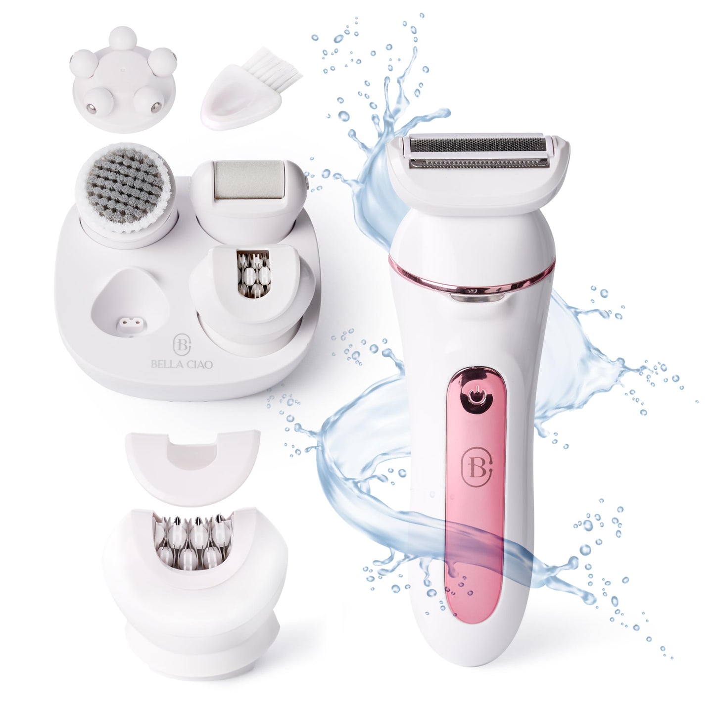 Bella Ciao 10-Piece Rechargeable Epilator Kit for Women, Wet Dry Hair Removal Device with Bikini Trimmer, Facial Brush, Callus Shaver, Foil Shaver Beauty and Personal Care Bella Ciao