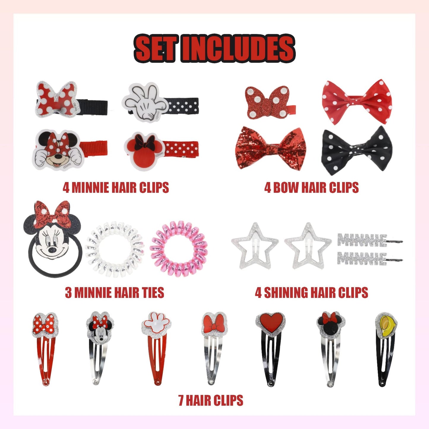 Townley Girl Disney Minnie Mouse Hair Accessories Set for Kids, Perfect for Parties, Sleepovers and Makeovers, Ages 3 Beauty & Personal Care Townley Girl