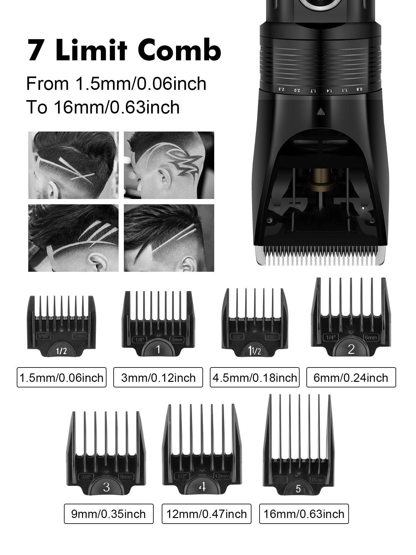 QDKVTNDJZ Hair Clippers for Men Professional - Cordless Barber for Cutting & Grooming Rechargeable Beard Trimmer with 7 Limit Combs,Powerful Motor Beauty and Personal Care QDKVTNDJZ