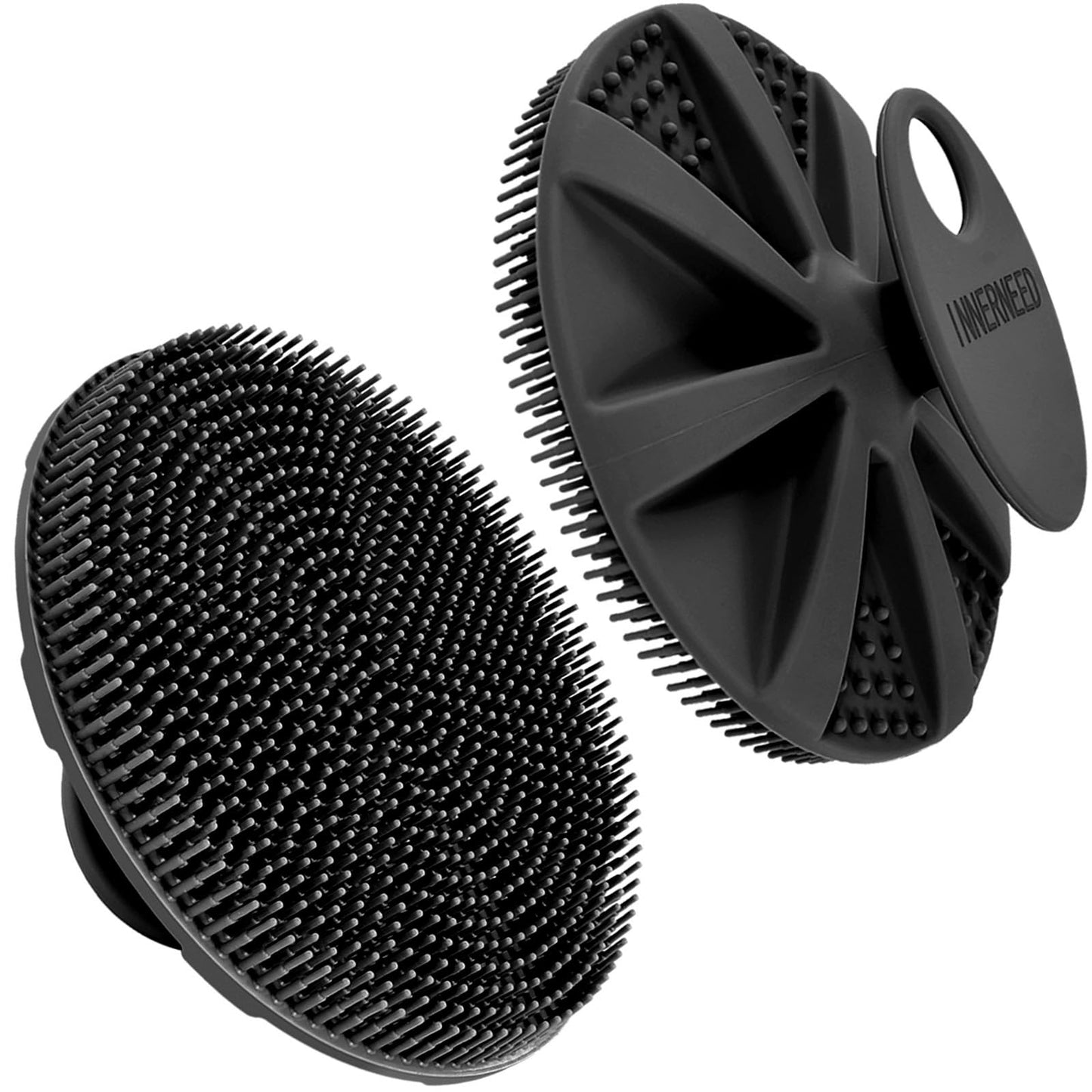INNERNEED Food-Grade Soft Silicone Body Scrubber Shower Brush Handheld Cleansing Skin Brush, Gentle Exfoliating and Lather Well (Black) Beauty & Personal Care INNERNEED