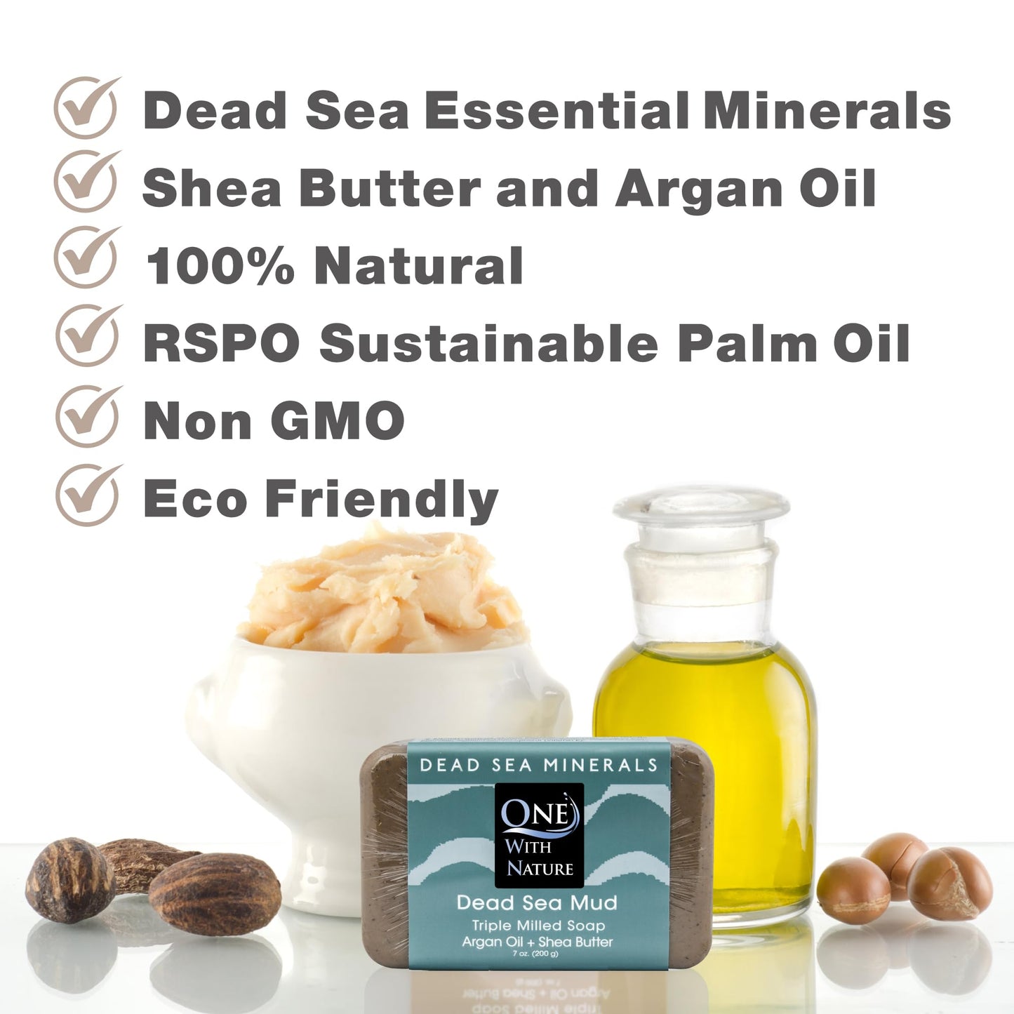 One With Nature Dead Sea Mud Soap 4oz 3-Pack - Purifying and Exfoliating Soap Bar with Dead Sea Salt Minerals for Face & Body, for Men & Women Beauty & Personal Care One With Nature