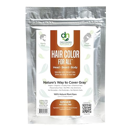 Red Henna Hair Color For All Kit | 100% All Natural Hair Dye & Beard Dye Powder (Ginger Natural Red) Organic, Herbal & Vegan Chemical & Cruelty Free Beauty & Personal Care Discovery Naturals