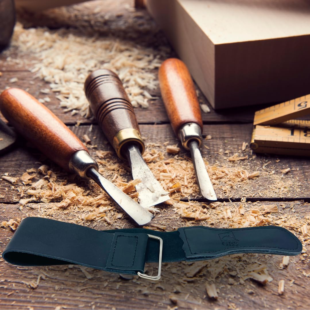 Leather Strop 2" x 18" - Genuine Cowhide Razor Strop for Straight Razor, Knives, Chisels - Double-Sided Barber Strop for Sharpening & Honing - Premium Beauty and Personal Care G.B.S