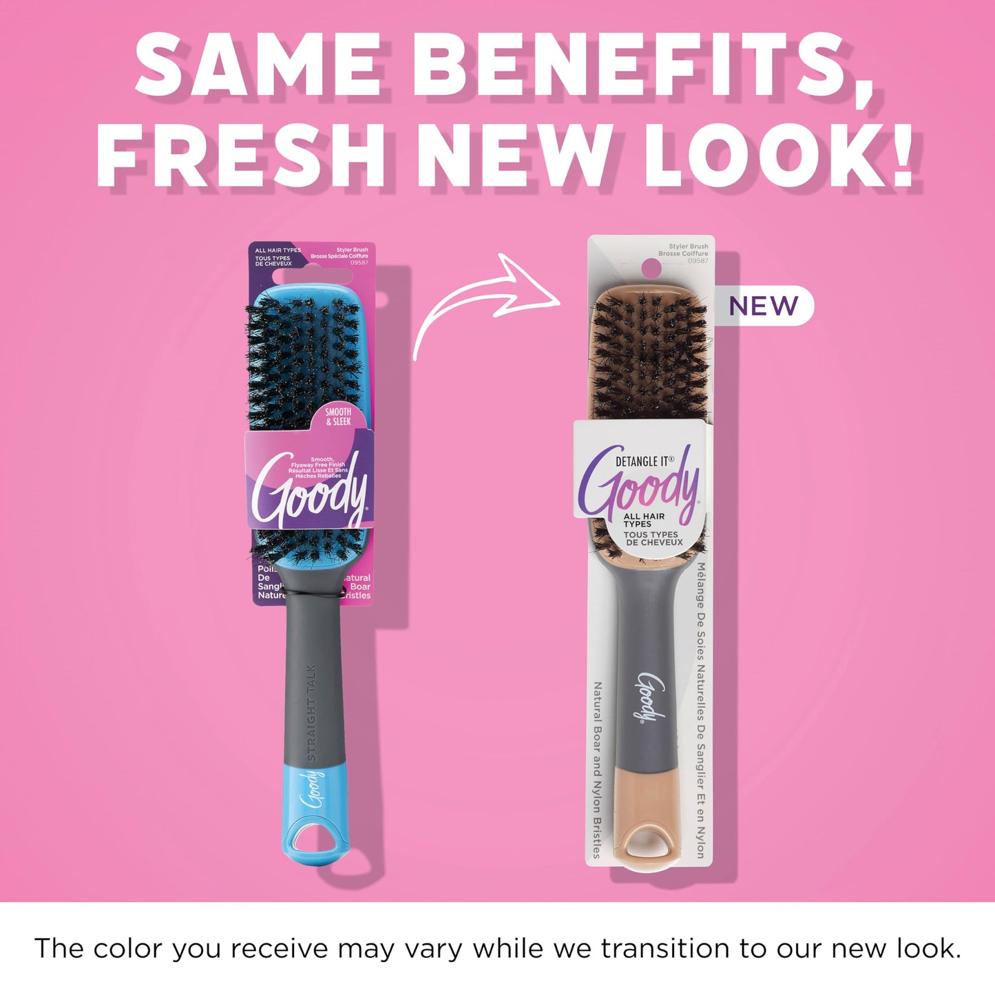 Goody Detangle It Boar Bristle Hair Brush, Use as a Detangling or Styling Brush, Conditions & Boosts Shine, Helps Tackle Knots & Reduce Frizz, For Wet Beauty & Personal Care GOODY