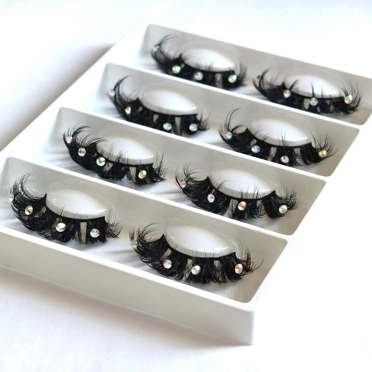 Mink Lashes with Glitter Rhinstones for Party Dramatic Diamond Decorative Gem Eyelashes (crystal) Beauty & Personal Care FQNing