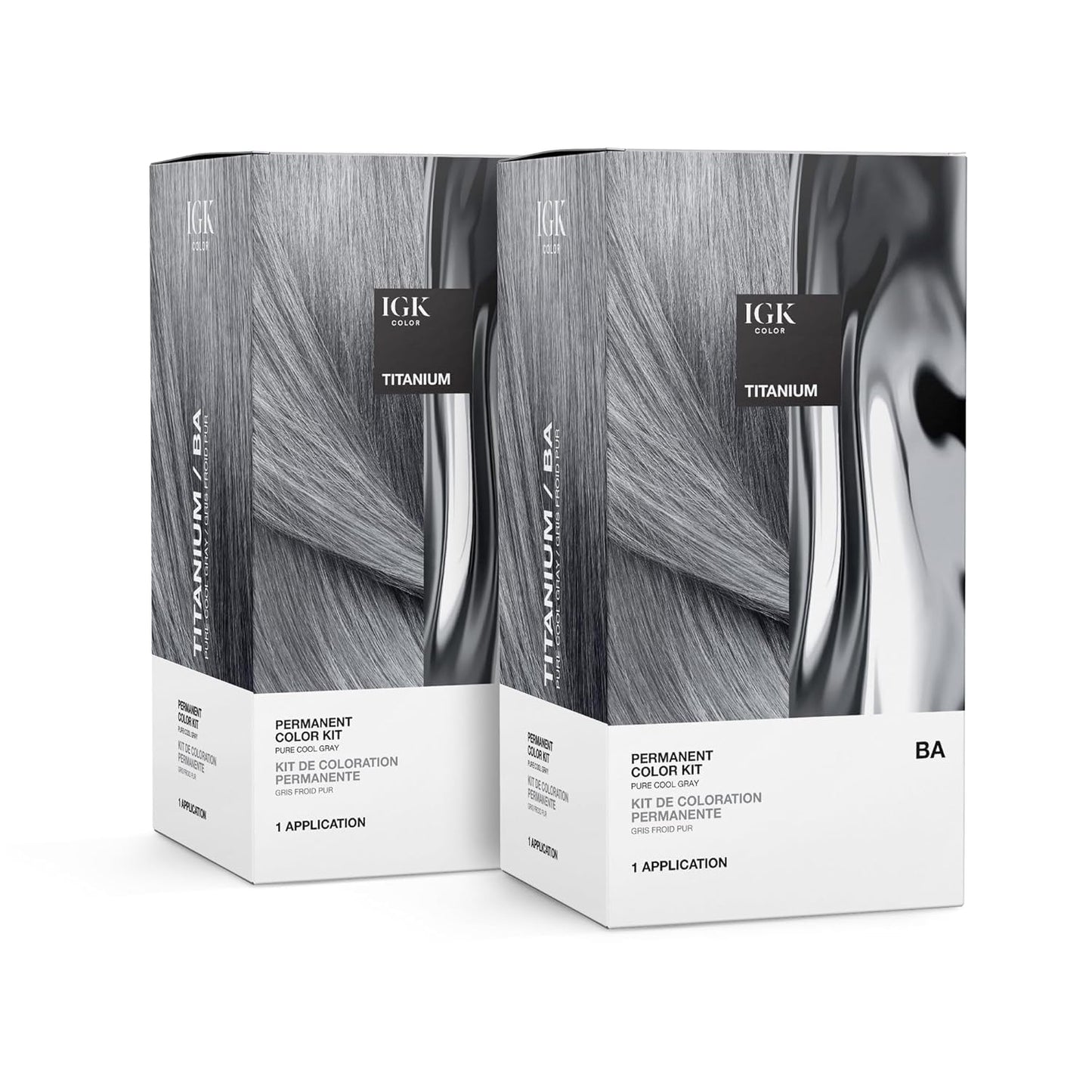 IGK Permanent Color Kit TITANIUM - Pure Cool Gray BA | Easy Application + Strengthen + Shine | Vegan + Cruelty Free + Ammonia Free | 4.75 Oz (2 Pack) Beauty & Personal Care IGK
