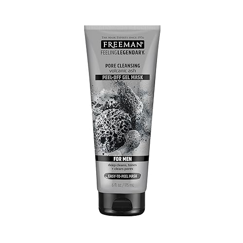 FREEMAN Pore Clearing Volcanic Ash Peel-Off Gel Facial Mask, Deep Cleansing, Removes Dirt From Pores, Not Over-Drying, Easy-to-use, For Men, 6 Beauty & Personal Care Freeman