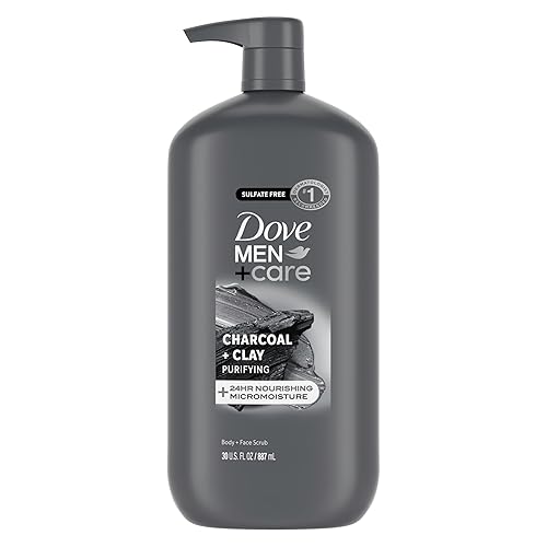 DOVE MEN + CARE Body and Face Scrub Charcoal + Clay Body Wash for Men with 24-Hour Nourishing Micromoisture Technology 30 oz Beauty & Personal Care DOVE MEN + CARE
