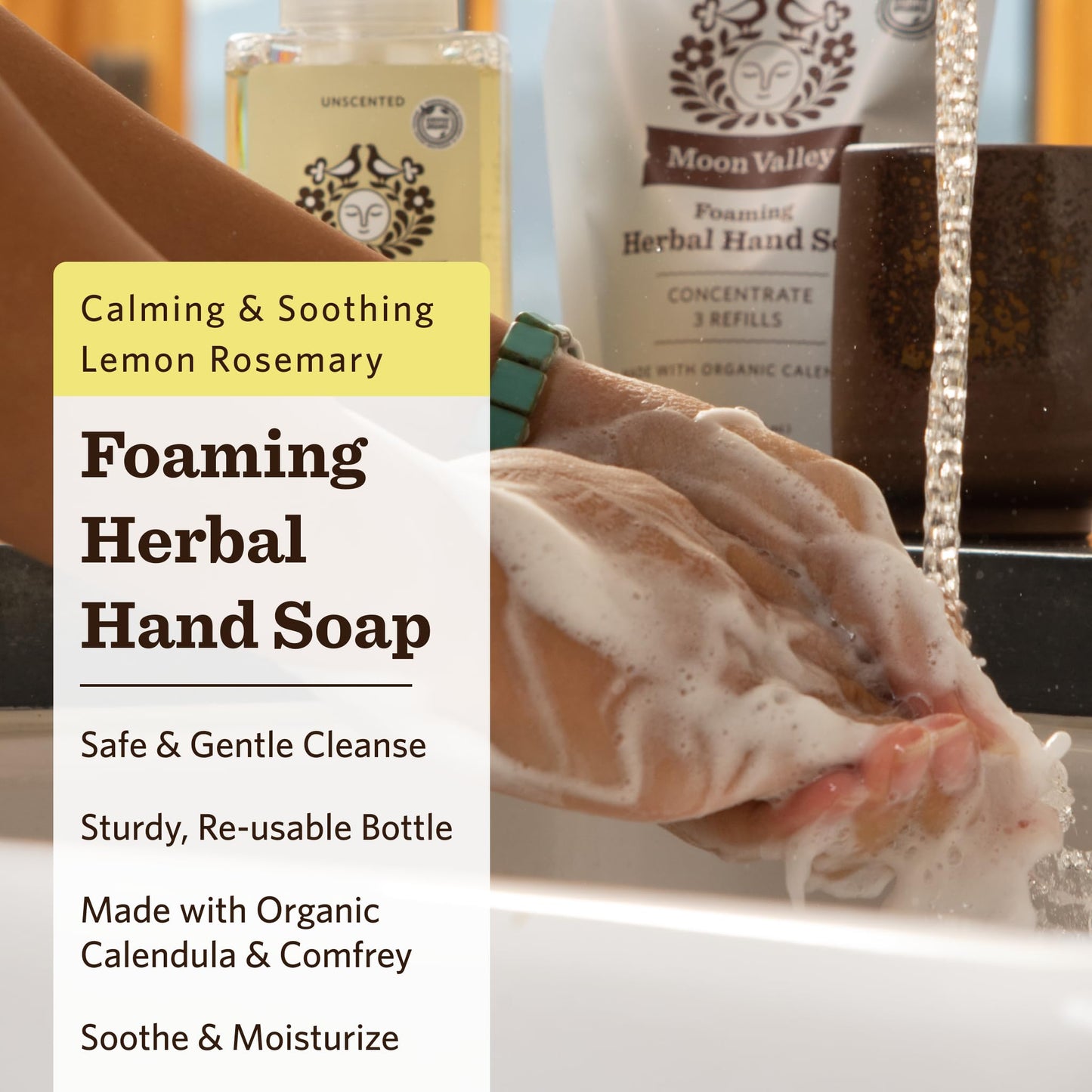 Moon Valley Herbal Foaming Hand Soap, Lemon Rosemary Two Pack, Vegan, Recyclable Bottle Beauty & Personal Care Moon Valley Organics