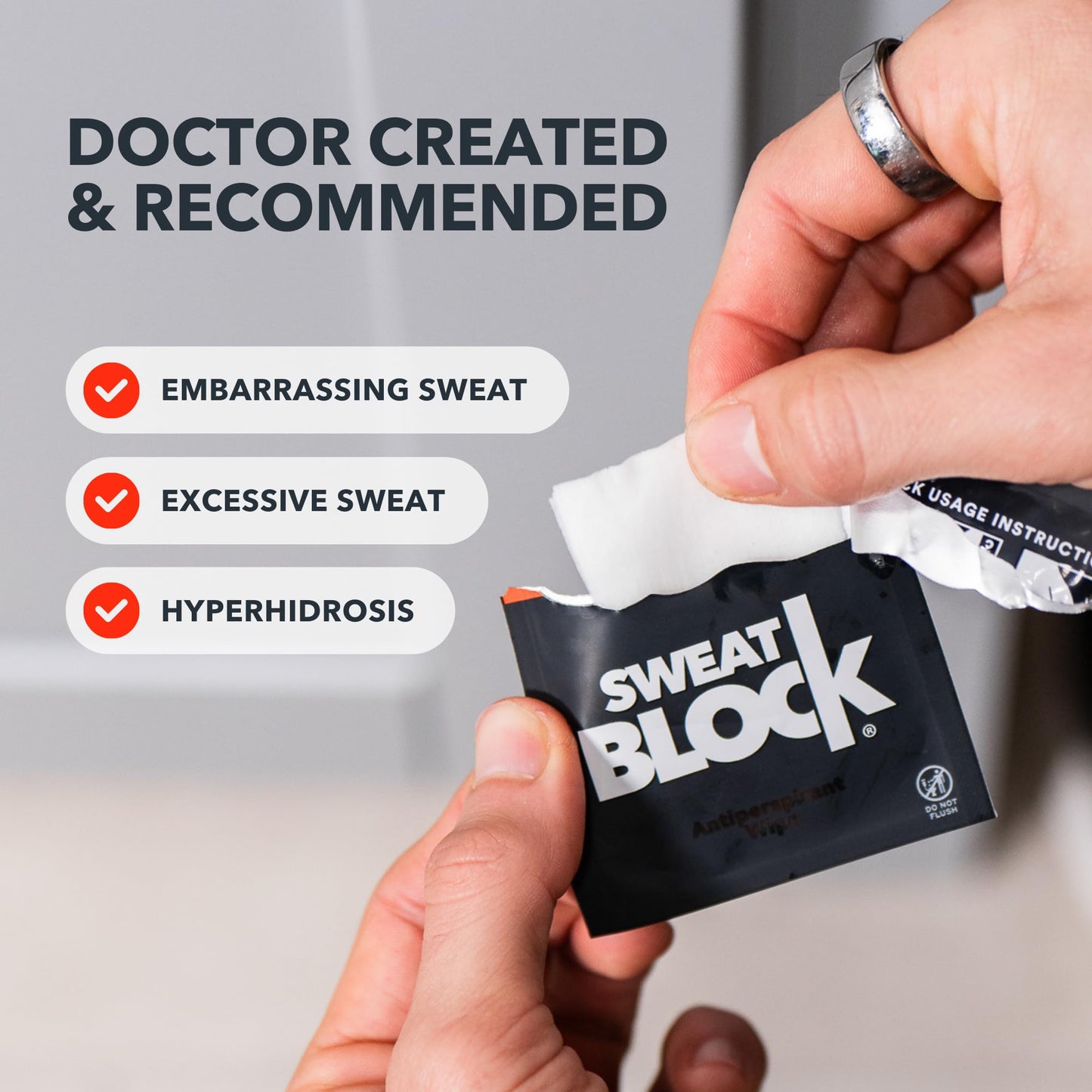 SweatBlock Clinical Strength Antiperspirant Wipes - Stops Excessive Sweat Up to 7 Days - Hyperhidrosis Treatment for Men & Women - Original 10 Count Beauty and Personal Care SweatBlock