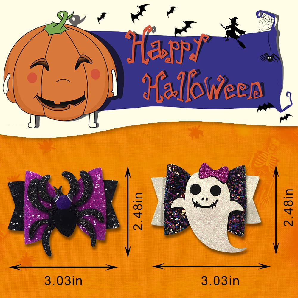 Hying 4PCS Halloween Glitter Hair Bow Clips for Kids Baby Girls, Ghost Pumpkin Bowtie Hair Pins for Kids Halloween Decorations Hair Accessories Beauty & Personal Care Hying
