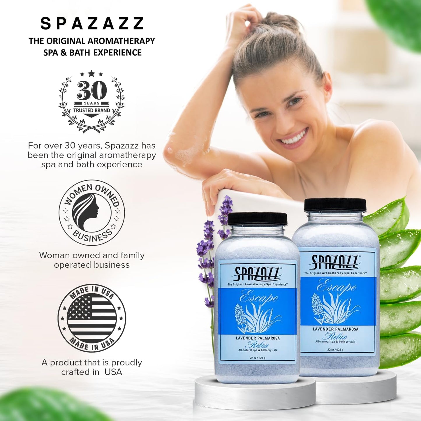 Spazazz Happy Hot Tubs 22oz Lavender Palmarosa Crystals Hot Tub Fragrance Spa Crystal Beauty and Personal Care Spazazz