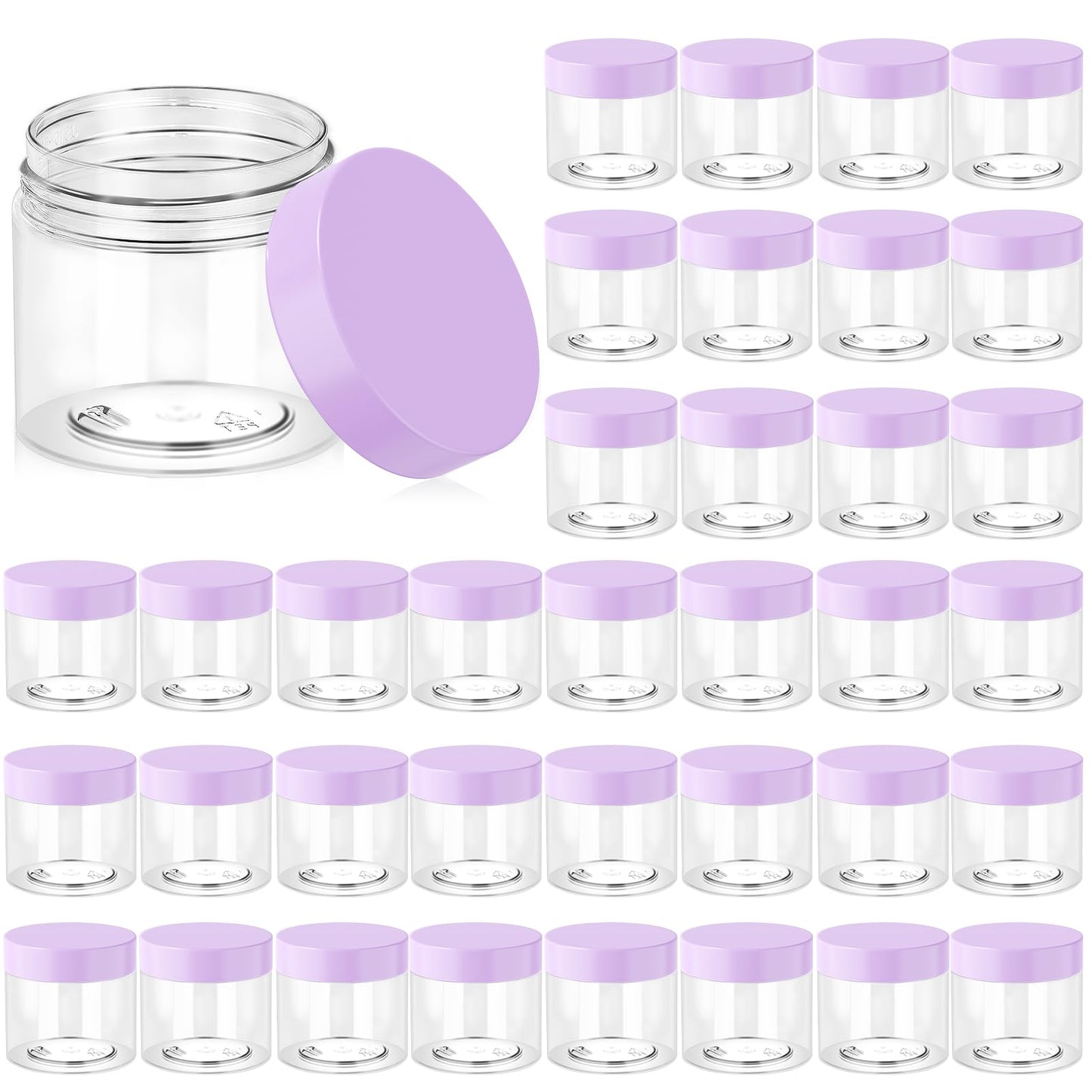 Eternal Moment 36 Pack 6 OZ Plastic Jars Round Clear Cosmetic Container Jars with Purple Lids, Perfect for Lotion, Slime?Cream, Ointments, Makeup, Eye Beauty and Personal Care Eternal Moment Default Title