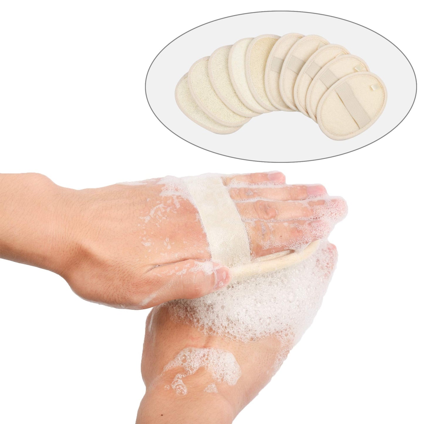 10-Pack Exfoliating Loofah Sponge Pads - Natural Luffa & Terry Cloth, Body Scrubbers for Shower & Bath Mooerca 1 Beauty & Personal Care Mooerca