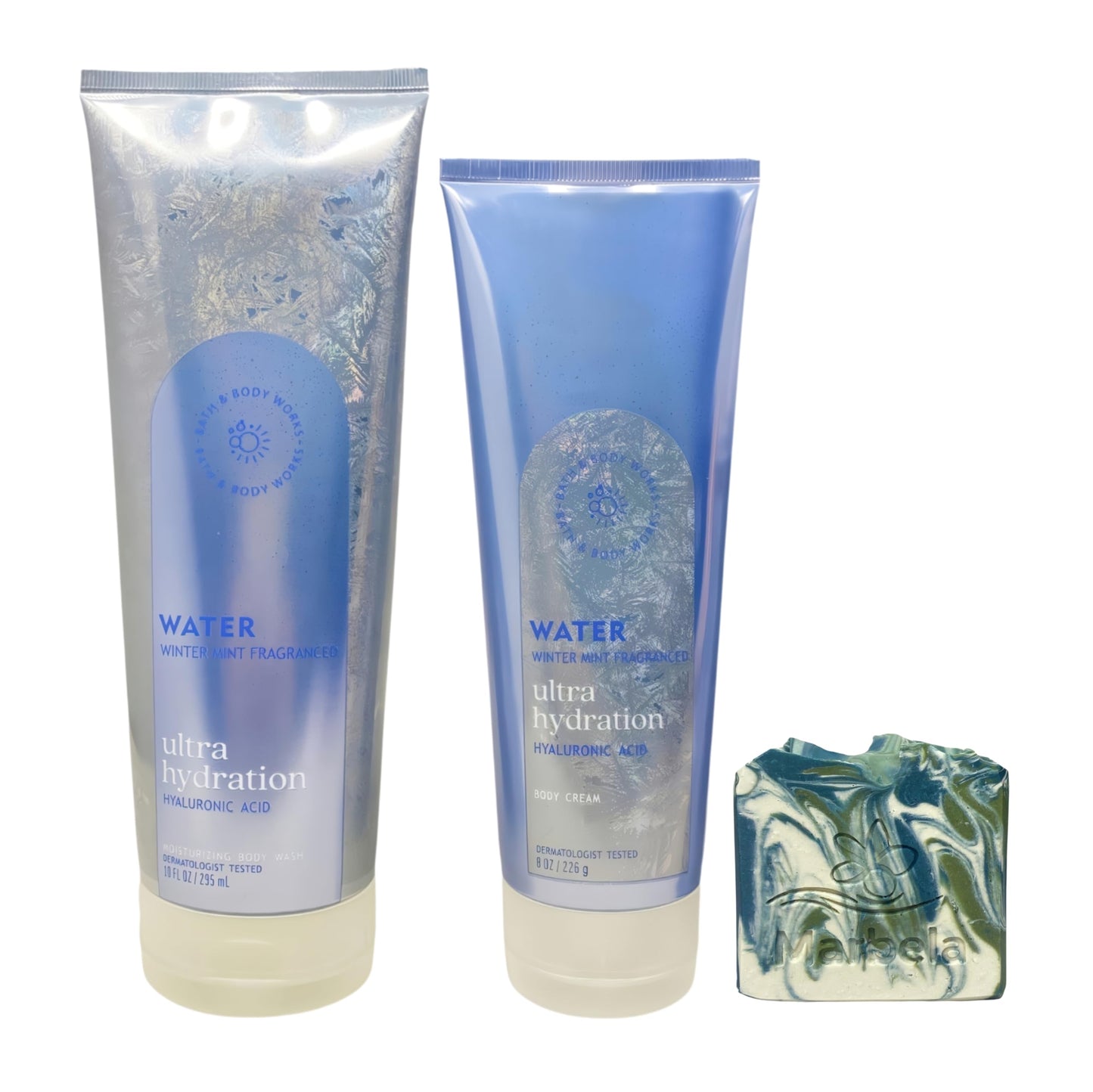 Bath & Body Works Water Winter Mint Ultra Hydration Body Cream and Ultra Hydration Moisturizing Body Wash with a Zen Garden Bar Soap Beauty and Personal Care Bath & Body Works