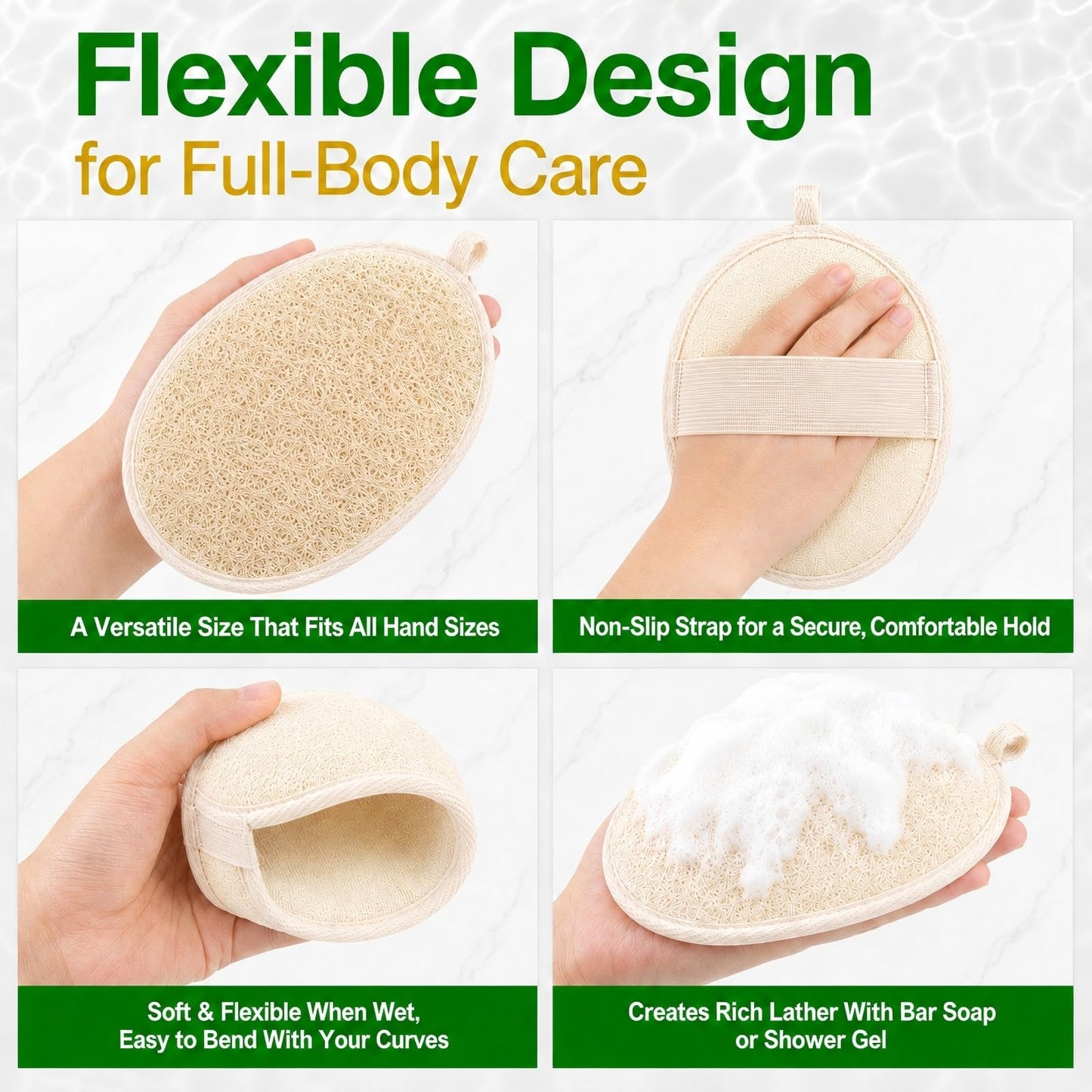 Natural Loofah Exfoliating Body Scrubber Pads, 24 Pack Dual Sided Shower Bath Loofah Sponge, Gentle Exfoliating Body Scrub for Men Women Full Body Beauty and Personal Care MUSDOOU