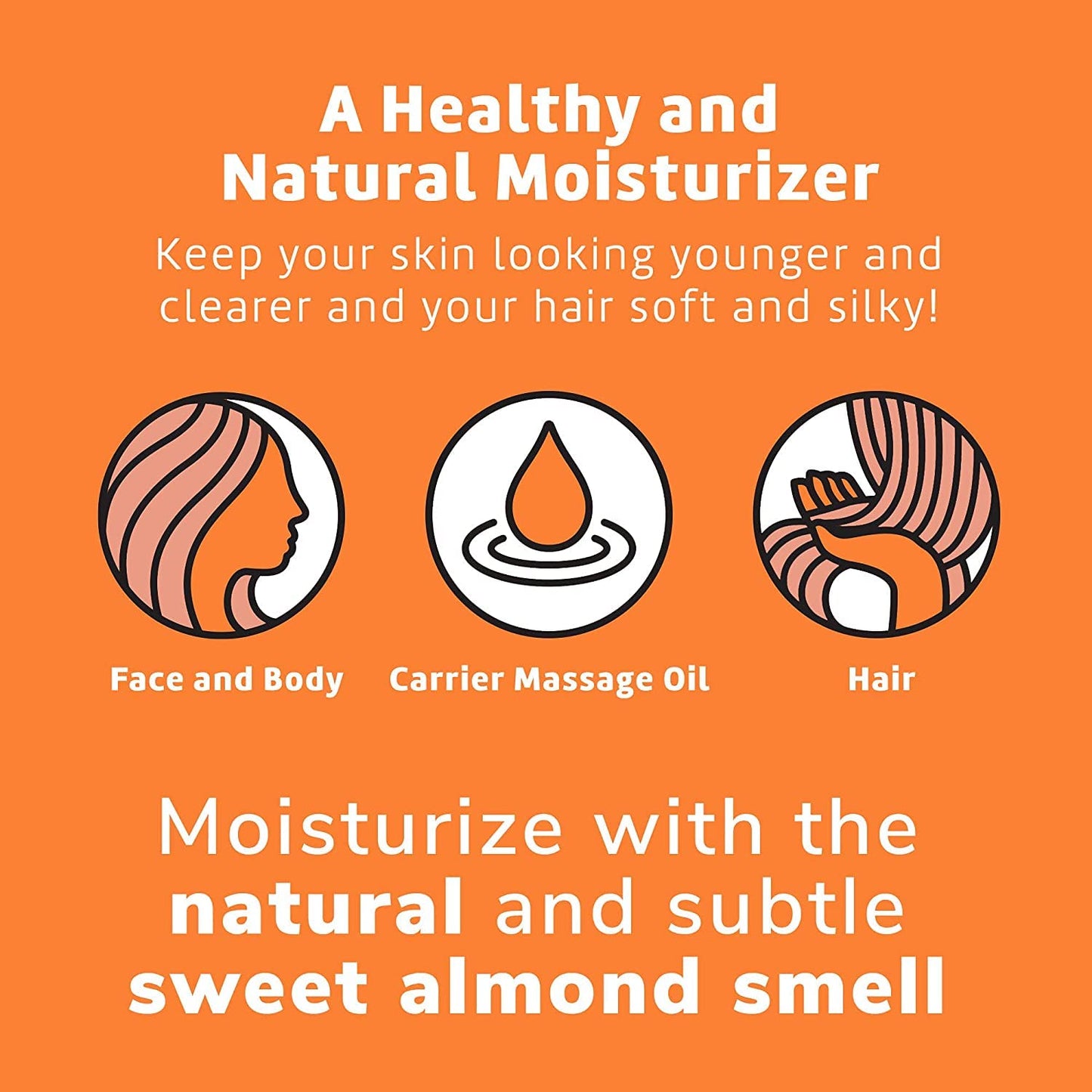De La Cruz Sweet Almond Oil, Natural Hair and Skin Moisturizer, 3-Pack of 2 FL Oz Glass Bottles Beauty & Personal Care De La Cruz