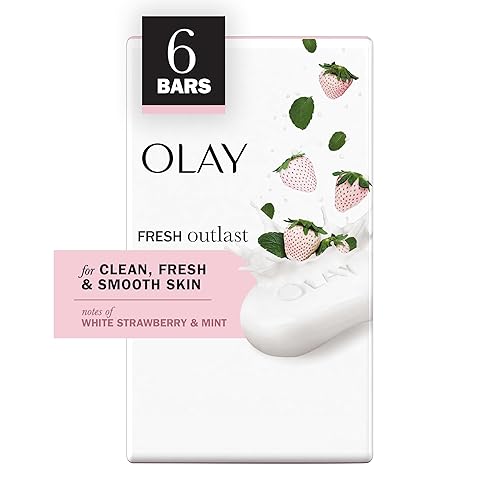 Olay Fresh Outlast Notes Of Cooling White Strawberry & Mint Beauty Bar, 4 oz, 6 count Beauty & Personal Care Olay