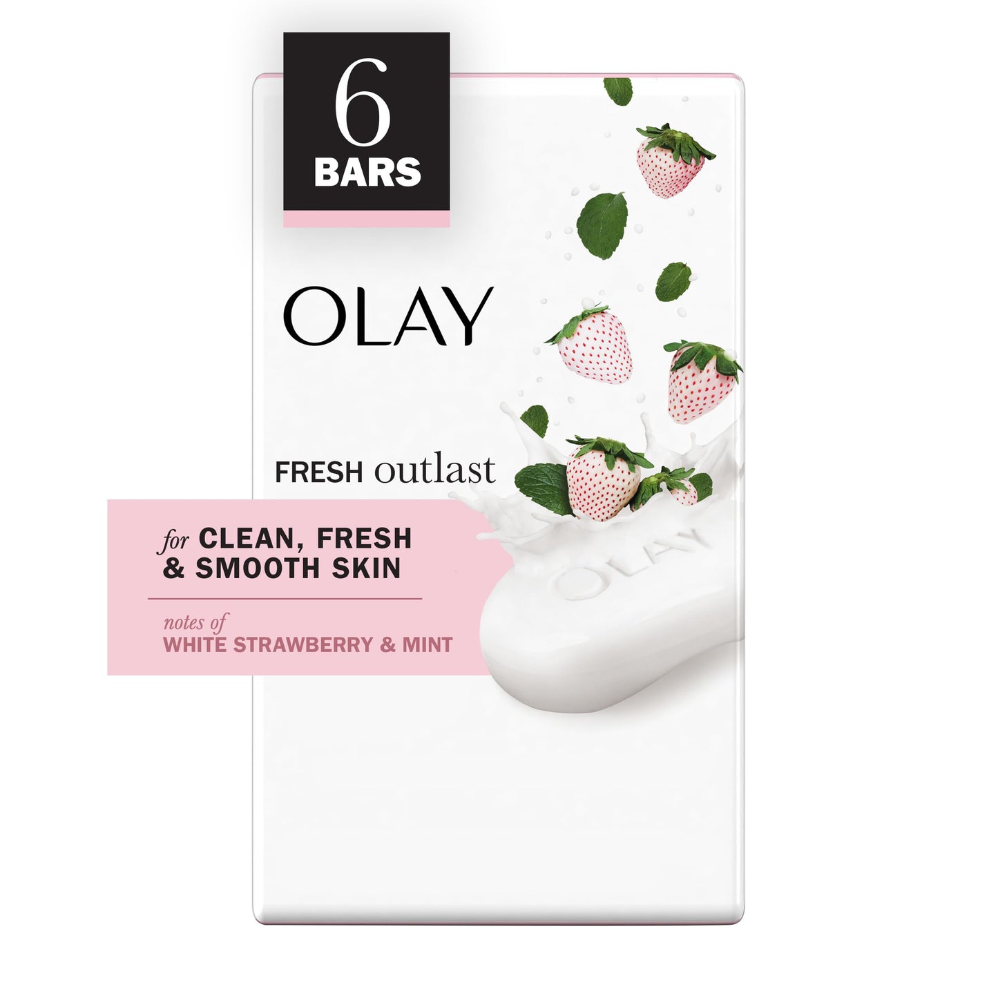 Olay Fresh Outlast Notes Of Cooling White Strawberry & Mint Beauty Bar, 4 oz, 6 count Beauty & Personal Care Olay