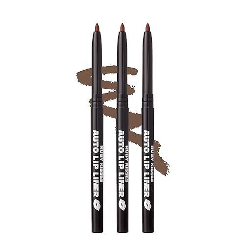 Ruby Kisses Auto Lip Liner Pencil (Cappuccino 3 Pack), Long Lasting & Non-Fading, Smooth Application, Non-Feathering with Rich Pigmented Color, No Beauty & Personal Care Ruby Kisses