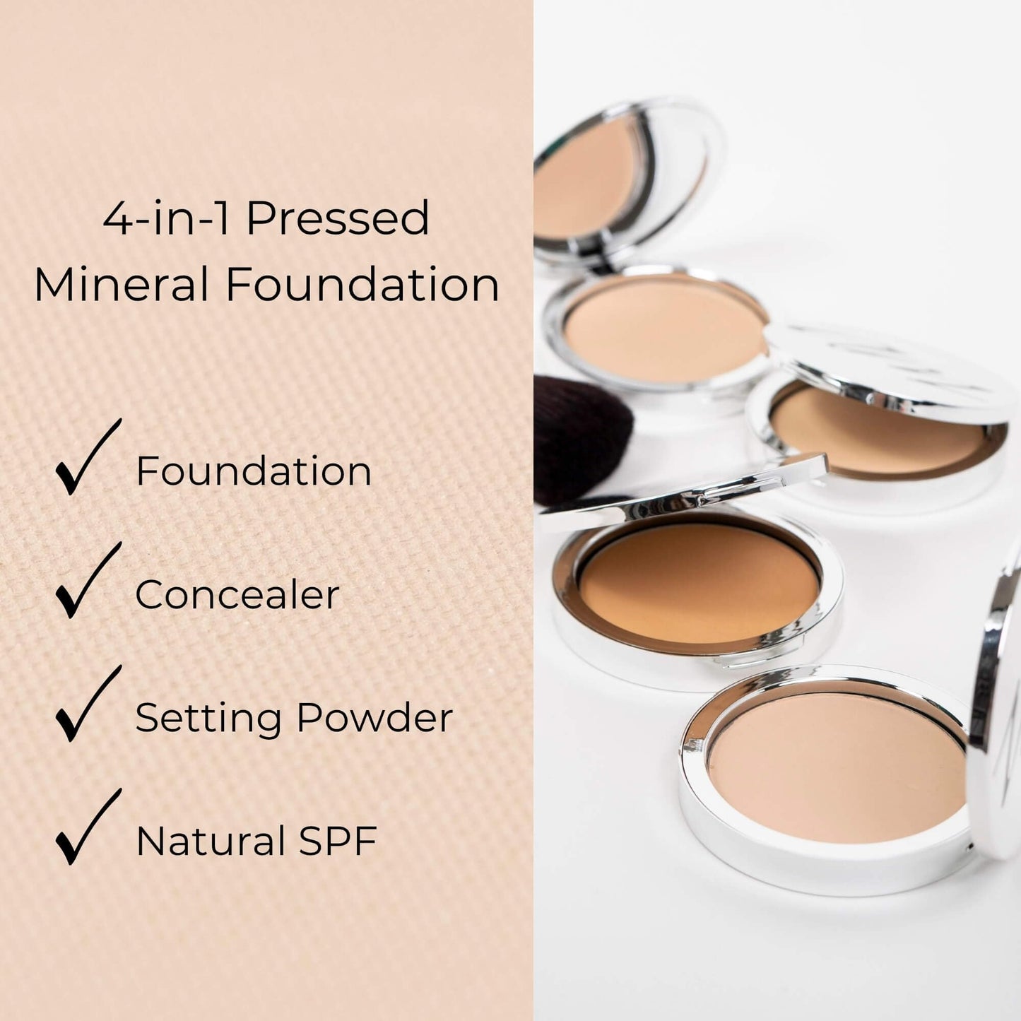 Advanced Mineral Makeup 4-in-1 Pressed Foundation Powder with Natural SPF, Concealer & Finishing for Medium to Full Coverage Foundation, Mineral-Based Beauty & Personal Care Advanced Mineral Makeup