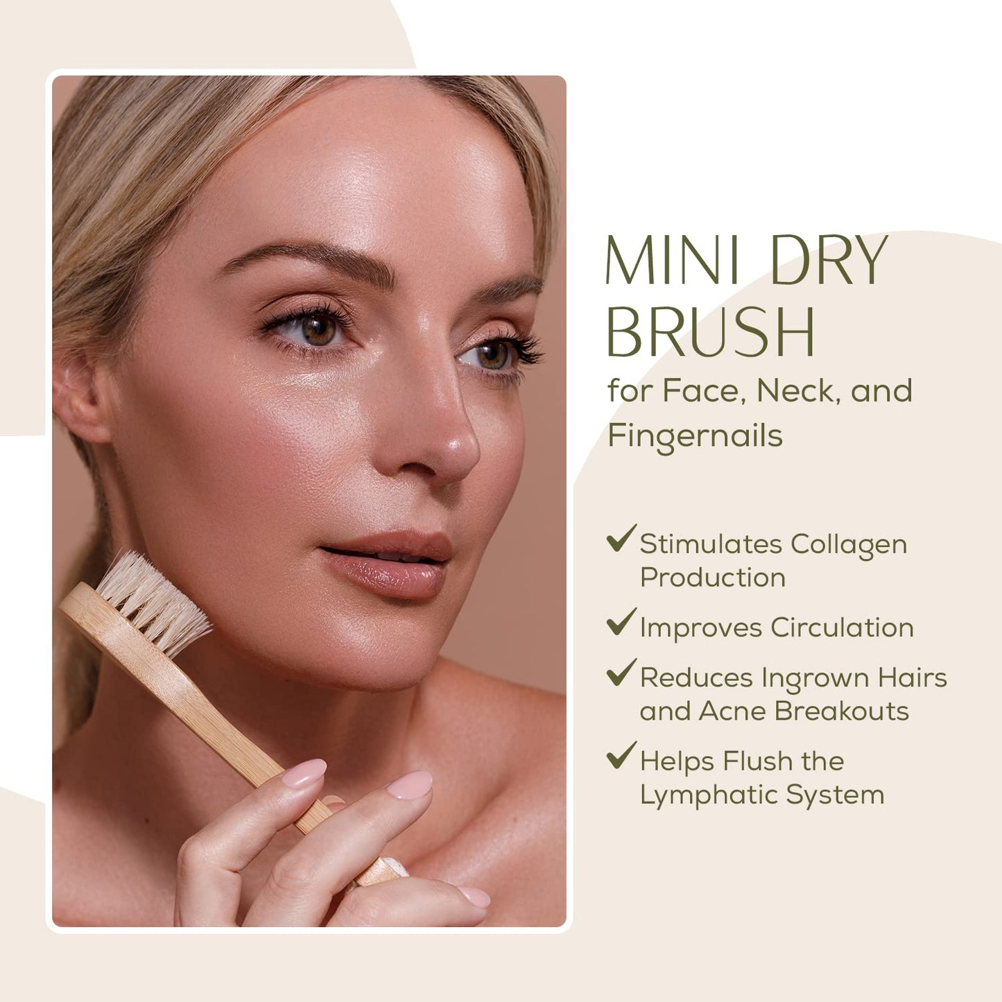 CSM Lymphatic Contour Face Brush - Natural Bristle Dry Brush for Face, Neck & Chest - Mini Facial Lymphatic Drainage Brush for Gentle Exfoliation Beauty & Personal Care C.S.M