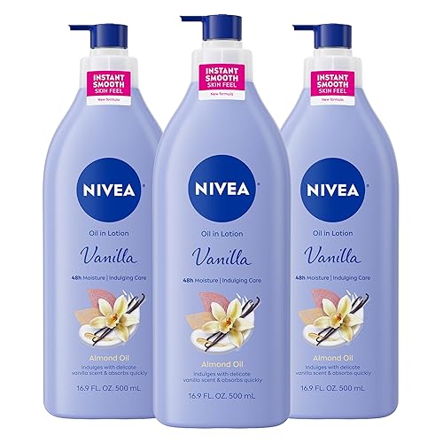 NIVEA Oil Infused Vanilla and Almond Oil Body Lotion for Women, Fast-Absorbing and Non-Greasy Vanilla Scented Lotion Moisturizes for 48 Hours, 16.9 Fl Beauty & Personal Care NIVEA