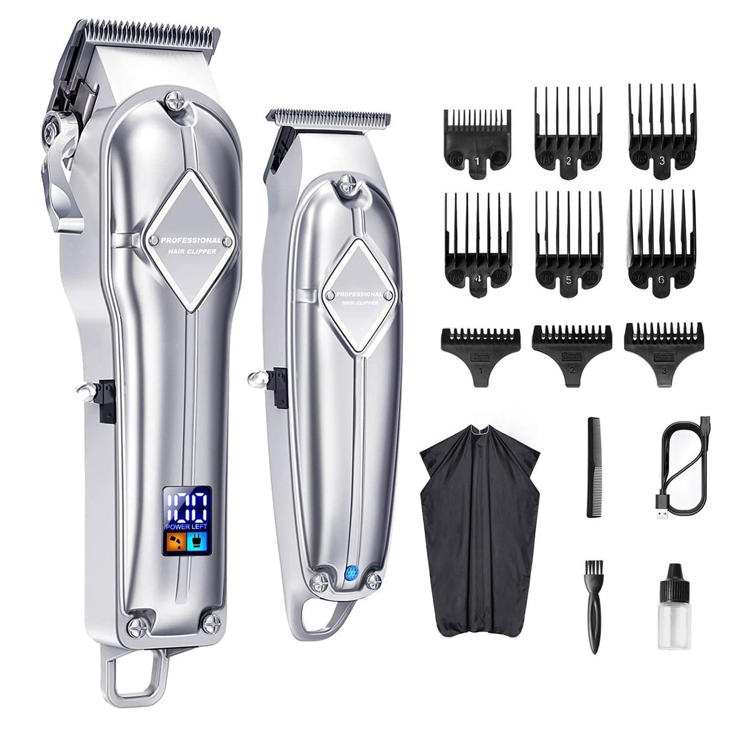 Mens Hair Clippers, 2 PCS for Men Professional Cutting Kit Beard Trimmer Barbers Cordless Close T-Blade Beauty and Personal Care QDKVTNDJZ