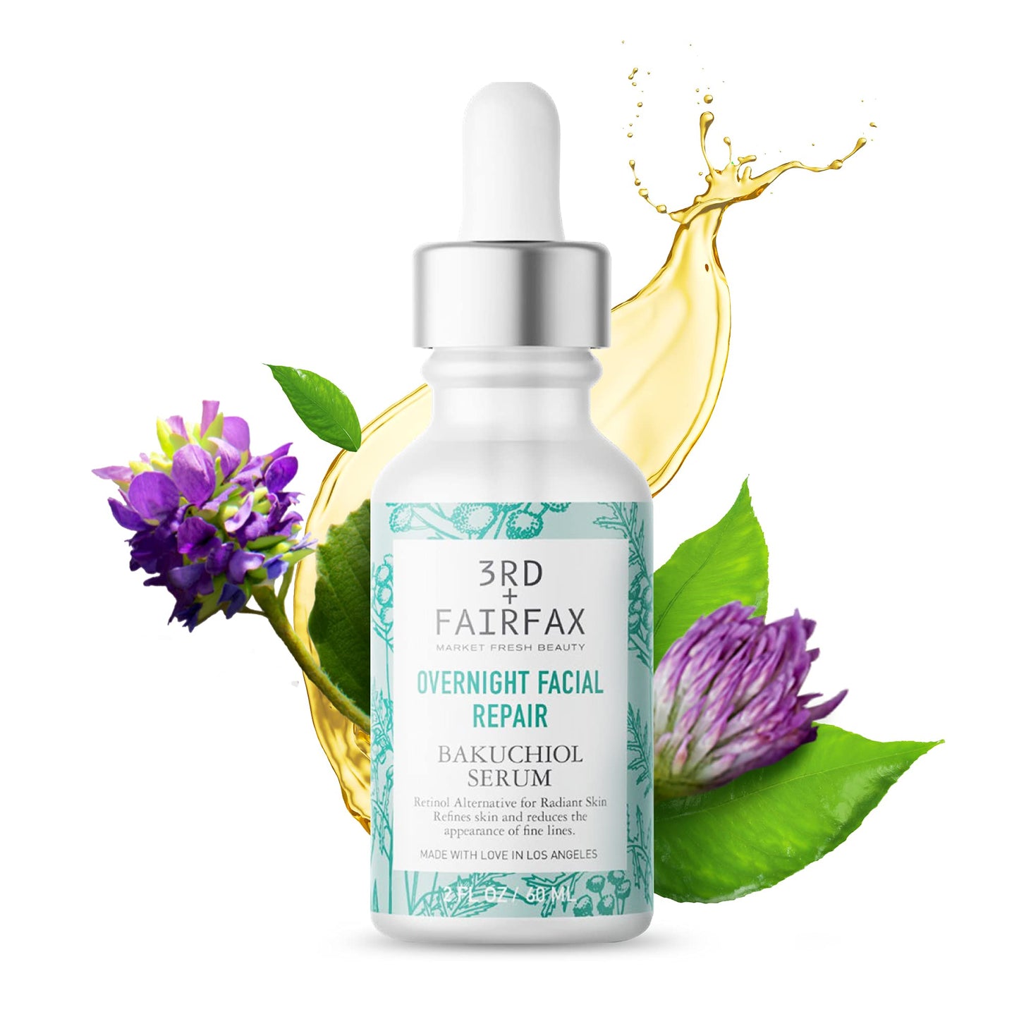 3rd + Fairfax Beauty - Bakuchiol Plant Based Retinol Alternative Facial Serum, Serum for Face, Nightly Face Care for Sensitive Skin, Overnight Repair Beauty & Personal Care 3rd + Fairfax Beauty