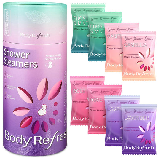 BodyRefresh Shower Steamers Aromatherapy 8 Pack - Birthday Gifts for Women Mom Wifr Sister Girlfriend, Shower Bombs for Stress Relief, Self Care Home Beauty and Personal Care BodyRefresh